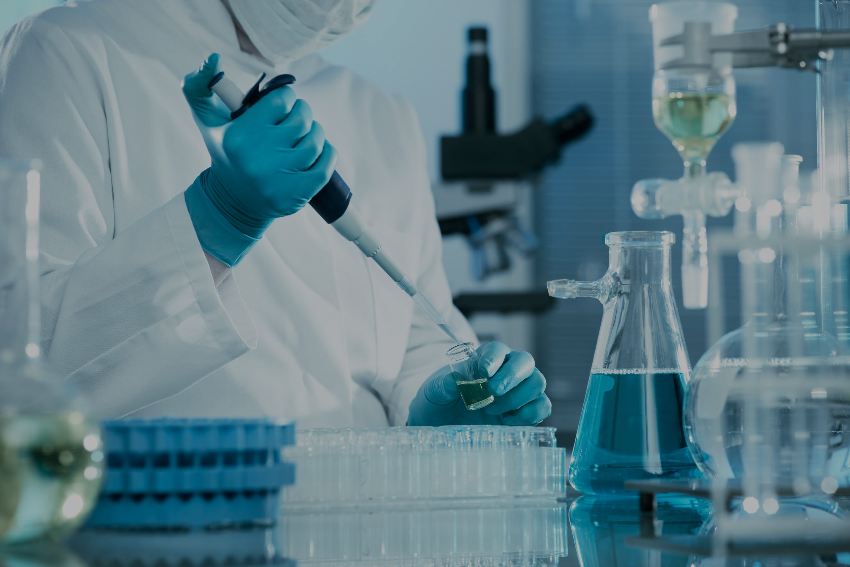 Quality assurance specialist inspecting in-vitro diagnostic reagents.
